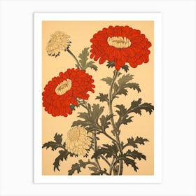 Kiku Chrysanthemum 1 Vintage Botanical Woodblock Art Print