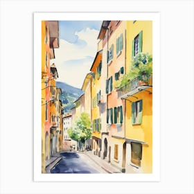 Bergamo, Italy Watercolour Streets 3 Art Print