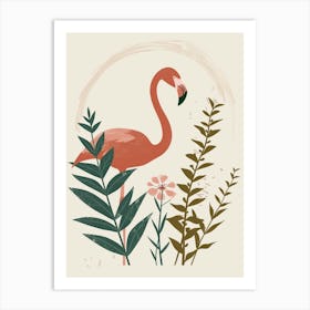 Jamess Flamingo And Oleander Minimalist Illustration 1 Art Print