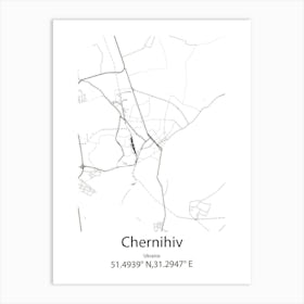 Chernihiv,Ukraine Minimalist Map Art Print