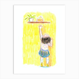 Little Girl Stretching For Cookie Jar Art Print
