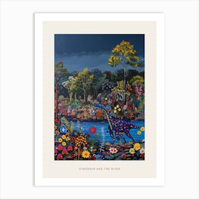 Colourful Dinosaur By The River Pattern 2 Poster Art Print