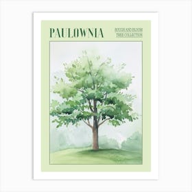 Paulownia Tree Atmospheric Watercolour Painting 5 Poster Art Print