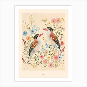 Folksy Floral Animal Drawing Bird 4 Poster Art Print