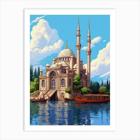 Ortaky Mosque Pixel Art 6 Art Print