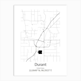 Durant,United States Minimalist Map Art Print