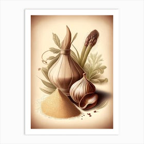 Onion Powder Spices And Herbs Retro Drawing 1 Art Print