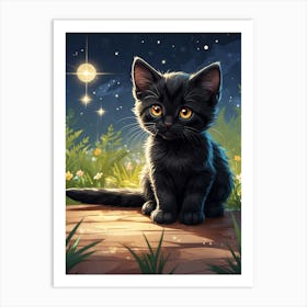 Black Kitten Art Print
