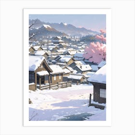 Japanese Snowy Village Art Print