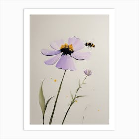 Bee On Purple Flower Art Print