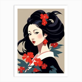 Geisha Japanese Style Illustration 12 Art Print