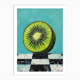 Kiwi Blue Checkerboard 1 Art Print