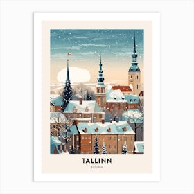 Winter Night  Travel Poster Tallinn Estonia 1 Art Print