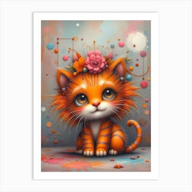 Flora the Fanciful Tiger: A Cute Tiger Girl Artwork For Kids Art Print