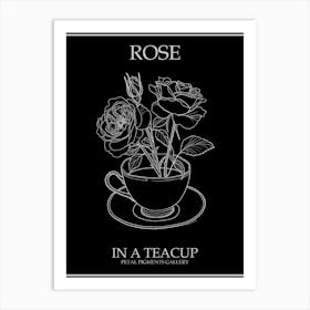 Rose In A Teacup Line Drawing 3 Poster Inverted Art Print