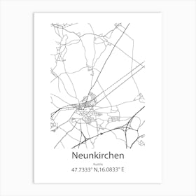 Neunkirchen,Austria Minimalist Map Art Print