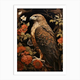 Dark And Moody Botanical Red Tailed Hawk 3 Art Print