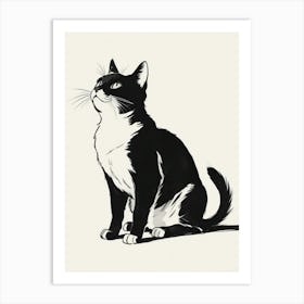 Black And White Cat Art Print