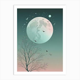 Fly Away Moon Scene (5) Art Print