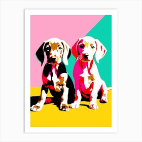 Weimaraner Pups, This Contemporary art brings POP Art and Flat Vector Art Together, Colorful Art, Animal Art, Home Decor, Kids Room Decor, Puppy Bank - 93 Art Print