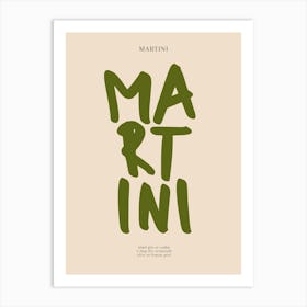 Martini Green Typography Print Art Print