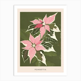 Pink & Green Poinsettia 1 Flower Poster Art Print