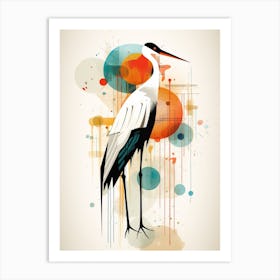 Bird Painting Collage Stork 2 Art Print