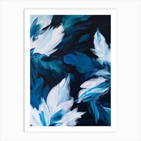 Blue And White Feathers Art Print