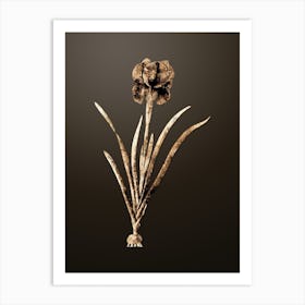 Gold Botanical Mourning Iris on Chocolate Brown n.0530 Art Print