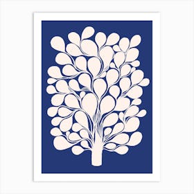 Beige Tree On Blue Art Print