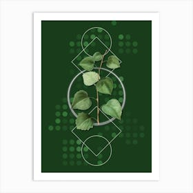 Vintage Quaking Aspen Botanical with Geometric Line Motif and Dot Pattern n.0063 Art Print