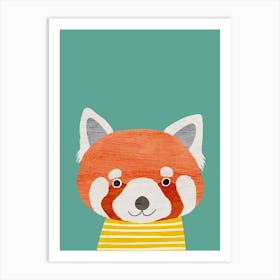 Red Panda Teal Art Print