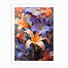 Orange Purple Tiger Lilies Art Print