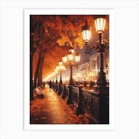 Street Lamp In Autumn 1 Art Print