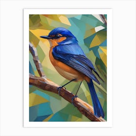 Blue Flycatcher Abstract Art Print