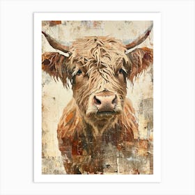 Retro Highland Cow Collage 3 Art Print