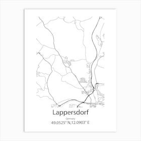 Lappersdorf,Germany Minimalist Map Art Print