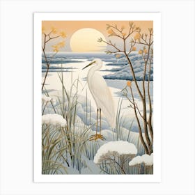Winter Bird Painting Stork 3 Art Print
