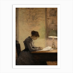 Antique Portrait Woman Reading Art Print