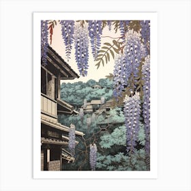 Fuji Wisteria 1 Vintage Botanical Woodblock Art Print