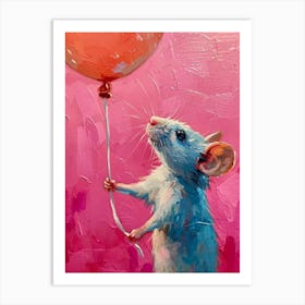 Cute Rat 3 With Balloon Art Print