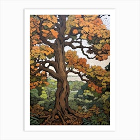 Chestnut Vintage Autumn Tree Print  Art Print