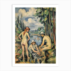 Three Nude Women In The Bath 1 Art Print