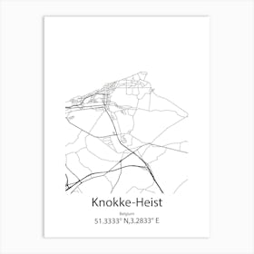 Knokke Heist,Belgium Minimalist Map Art Print