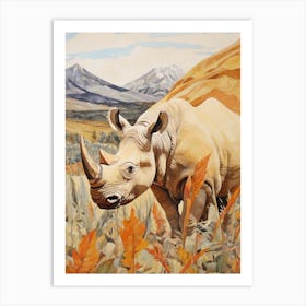 Rhino In The Leaves Art Print