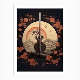 Samurai Tsuba Style Illustration 2 Art Print