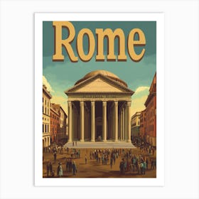 Aihrgdesign A Retro Travel Poster For Rome Art Print