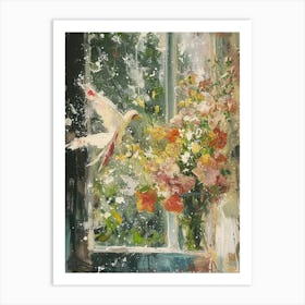 Bird Of Paradise Flowers On A Cottage Window 2 Art Print