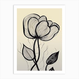 Line Art Tulips Flowers Illustration Neutral 19 Art Print