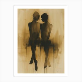 Two Women Sitting On A Bench 4 Art Print